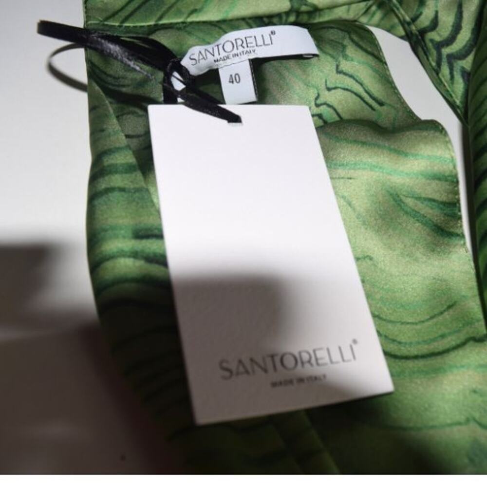 Santorelli silk sleeveless blouse green high neck Italy 40 size 4 NWT - Picture 7 of 11